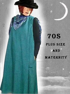 Plus Size Jumper Dress with Pockets + Scarf Fall Winter Vintage Maternity